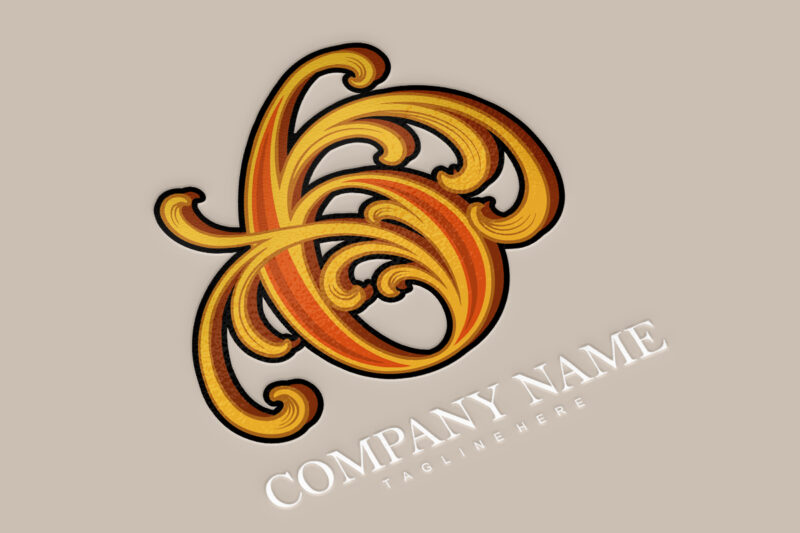 Beauty vintage elegant flourish gold number 6 monogram letter logo