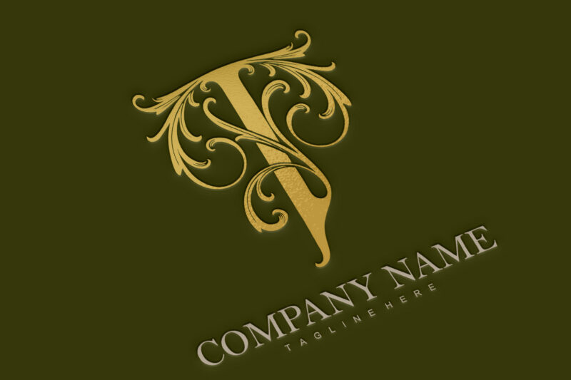 Timeless elegance vintage gold T monogram letter logo