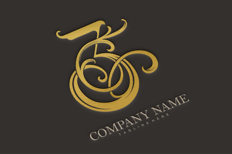 Delight elegant vintage gold number 3 monogram logo