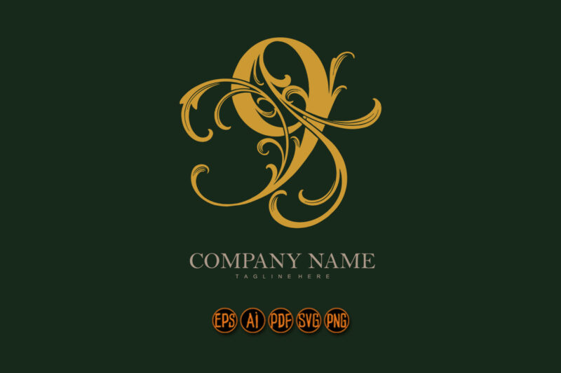 Luxurious flourish captivating number 9 ornament logo