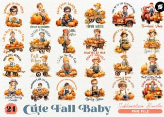 Cute Fall Baby on the Farm Sublimation Designs PNG Bundle