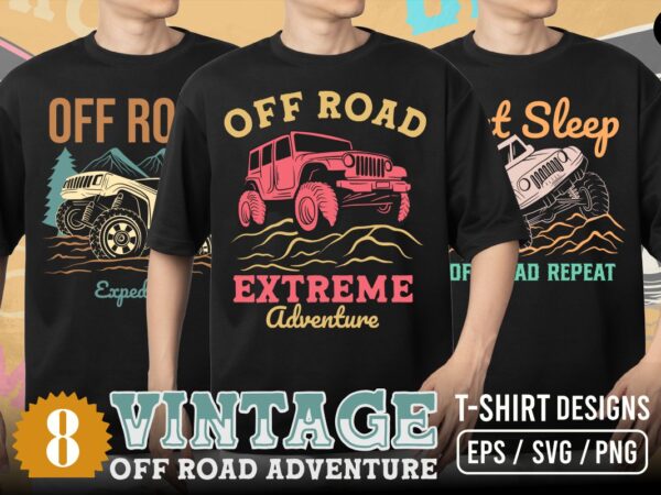 Vintage off road adventure t-shirt designs vector bundle, off road expedition graphic t-shirt for club community, off road vector designs for t-shirt