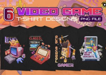 Video Game T-shirt Designs Bundle, Gaming T shirt Designs