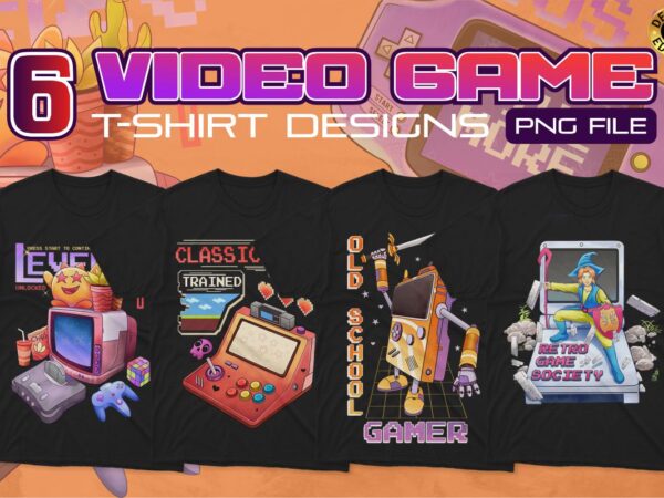 Video game t-shirt designs bundle, gaming t shirt designs