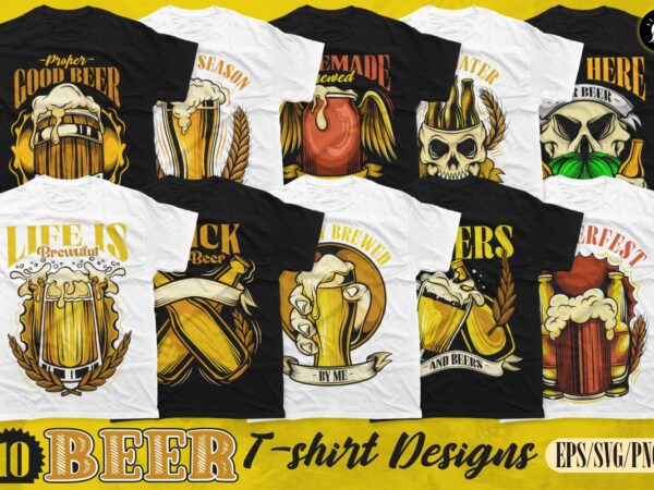 Beer alcoholic drink t-shirt designs vector bundle, beer quotes t shirt design