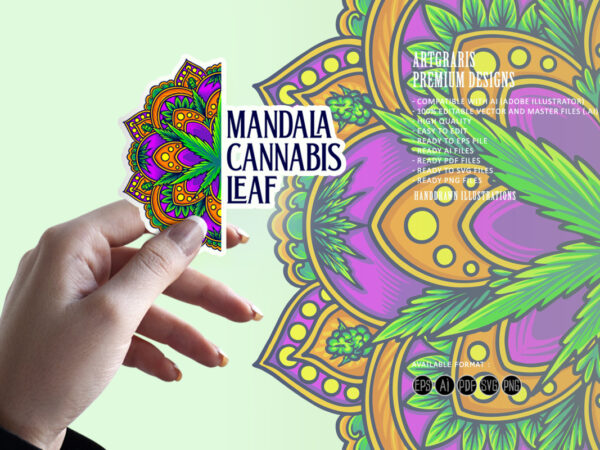 Middle eastern marijuana mandala sacred geometry t shirt designs for sale