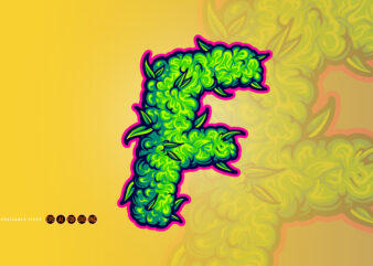 Monogram Letter F with perfect blend cannabis buds