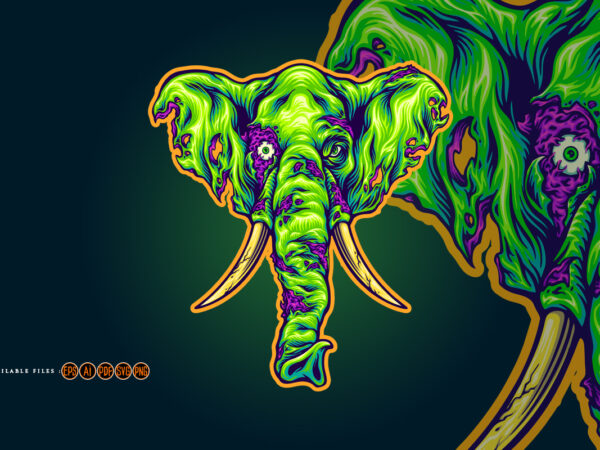 Mysterious scary elephant head monster t shirt designs for sale