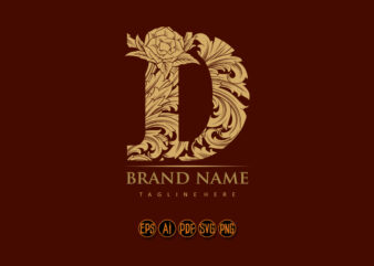 Opulence beautiful D monogram letter logo t shirt design online