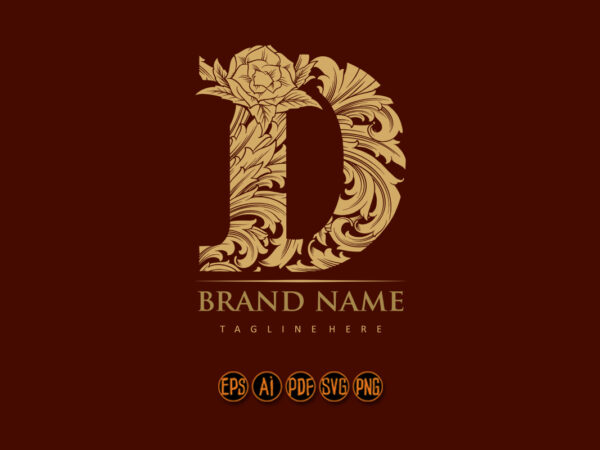 Opulence beautiful d monogram letter logo t shirt design online