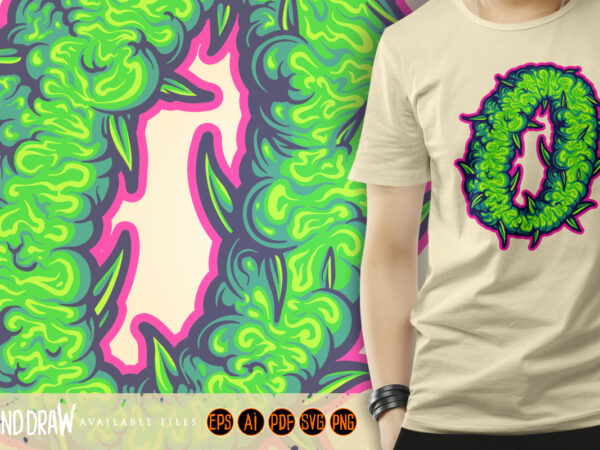 Organic cannabis smoke o letter illustrations t shirt design online