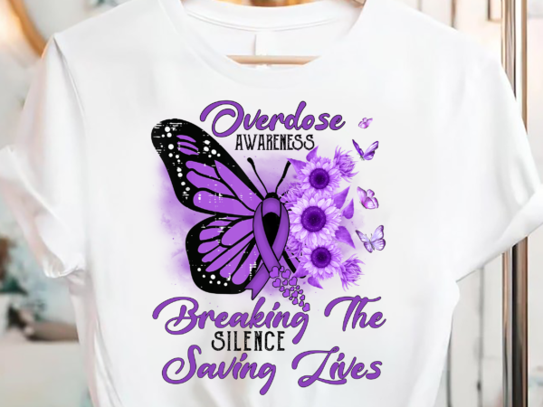 Overdose awareness purple ribbon drug addiction pc t shirt design online