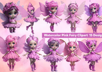 PNG Watercolor Pink Fairy Sublimation