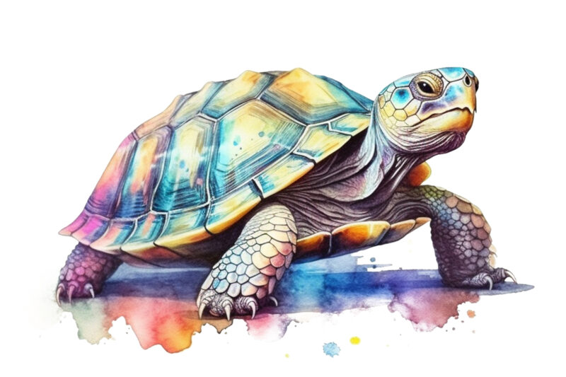 Pastel Turtle Watercolor Illustration