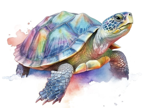 Pastel turtle watercolor illustration t shirt illustration