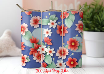 Patriotic wildflowers pattern tumbler wrap design