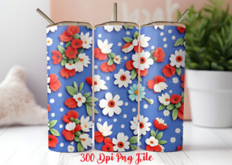 Patriotic Wildflowers pattern Tumbler Wrap design
