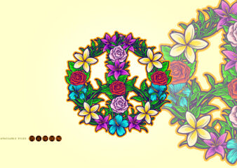 Peaceful flower power symbol with flowers form