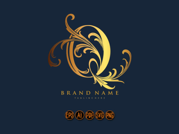 Personalize style luxury monogram q initial logo t shirt illustration