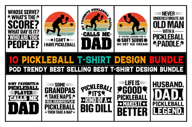 Pickleball T-Shirt Design Bundle