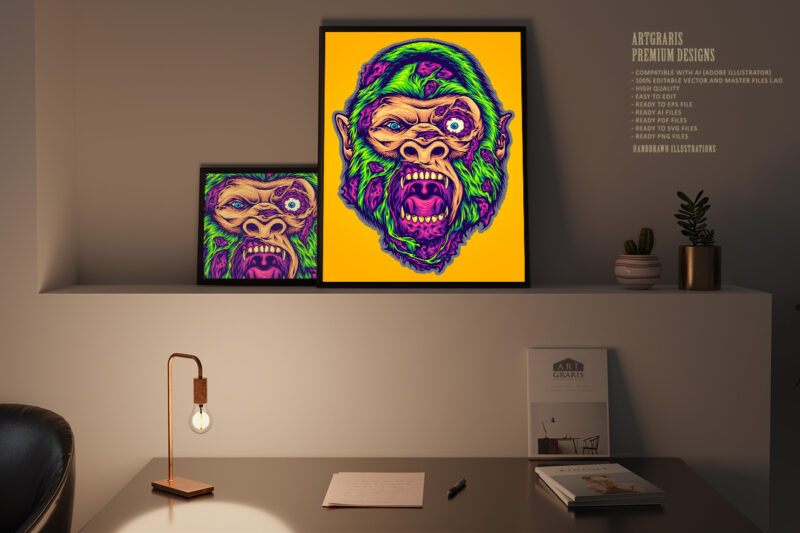 Fright night scary monkey head monster zombie