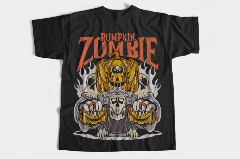 Halloween Zombie Vector T-shirt Designs Bundle, Spooky Monster T-shirt Design, Vector Artwork T-shirt Design, Fall T-shirt Designs