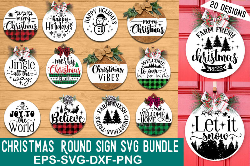 Christmas Round Sign SVG Bundle