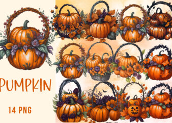Pumpkin Watercolor Clipart Bundle t shirt illustration