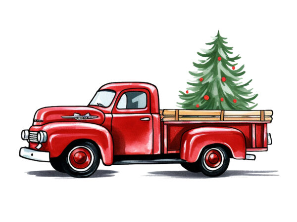 Red truck christmas tree clipart t shirt design online