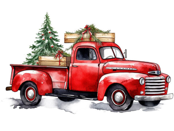 Red truck christmas tree clipart t shirt design online