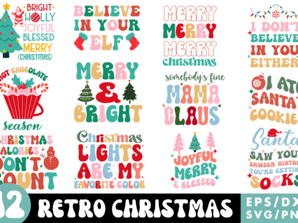 Retro christmas svg bundle, christmas t-shirt bundle