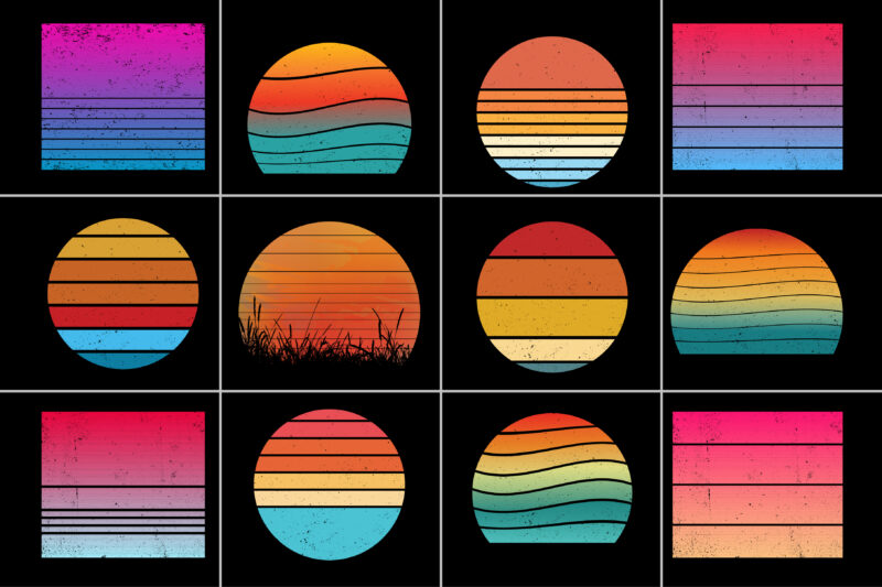 Sunset Colorful T-Shirt Background Bundle