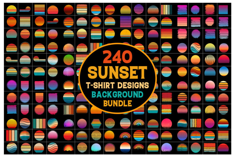 Retro Sunset Background Bundle