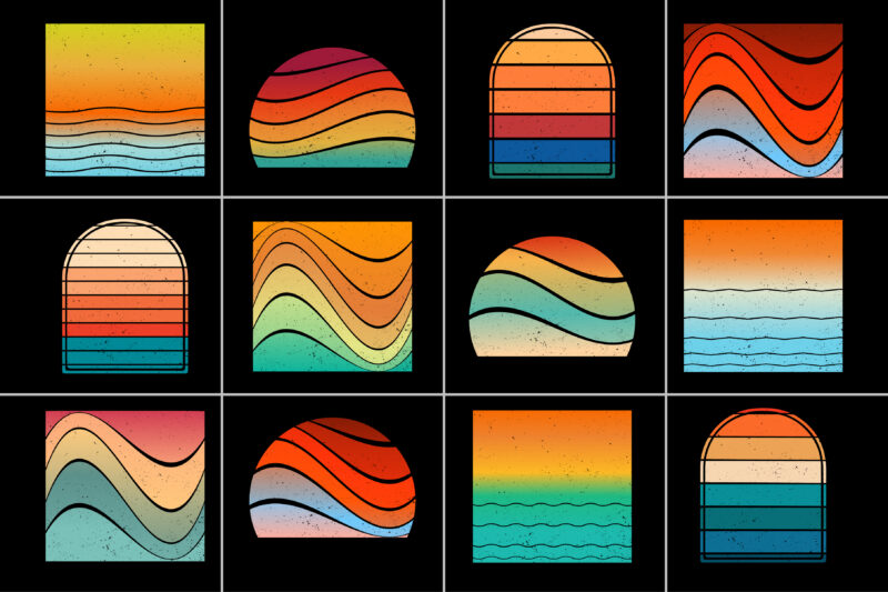 Retro Vintage Sunset Background for T-Shirt Design