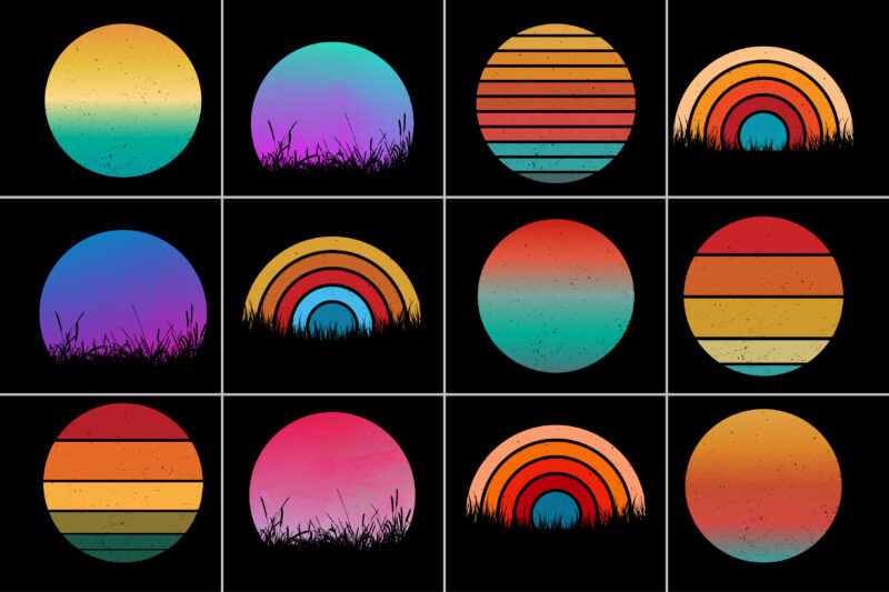 Sunset Colorful T-Shirt Background Bundle