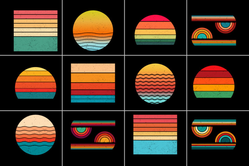 Retro Vintage Sunset Background for T-Shirt Design