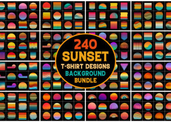 240 Retro Vintage Sunset Background for T-Shirt Design Mega Bundle