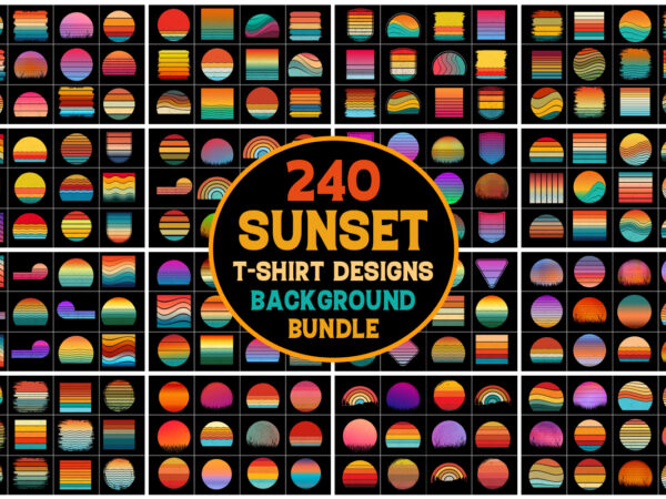 240 retro vintage sunset background for t-shirt design mega bundle