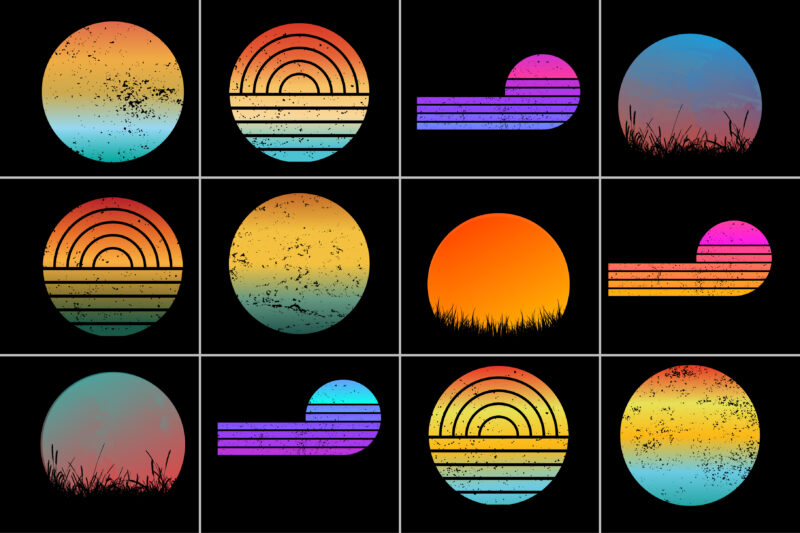 Sunset Colorful T-Shirt Background Bundle