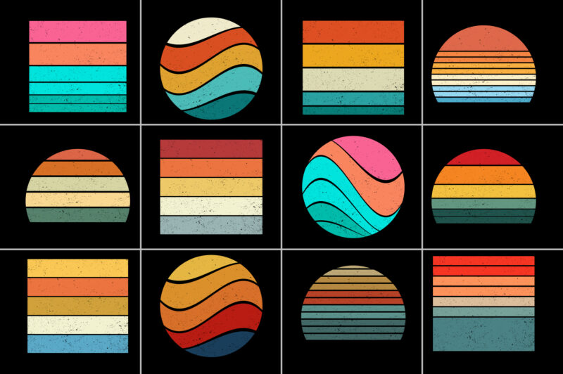 Retro Vintage Sunset Background for T-Shirt Design