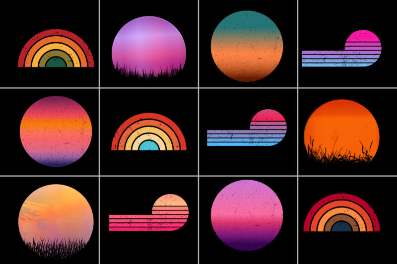 Retro Vintage Sunset Background for T-Shirt Design