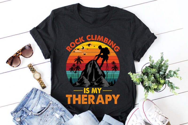 Rock Climbing Is My Therapy T-Shirt Design