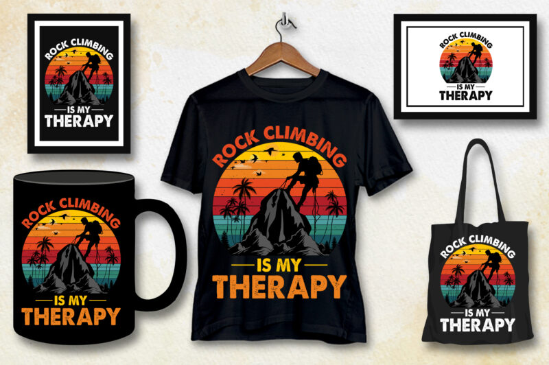 Rock Climbing Is My Therapy T-Shirt Design