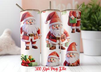 Santa Claus Pattern Tumbler Sublimation Wrap Designs PNG