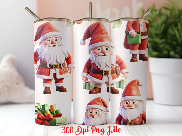 Santa claus pattern tumbler sublimation wrap designs png