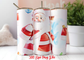 Santa Claus Pattern Tumbler Sublimation Wrap Designs PNG