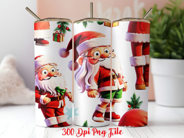 Santa claus pattern tumbler sublimation wrap designs png