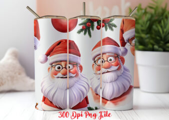 Santa Claus Pattern Tumbler Sublimation Wrap Designs PNG