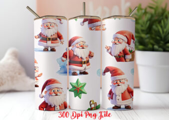 Santa Pattern Tumbler Sublimation Wrap Designs PNG