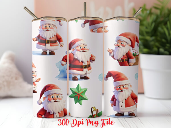 Santa pattern tumbler sublimation wrap designs png